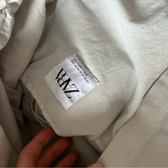 Zara Sz XL Cotton Off Grey Full Zip Thick Jacket - Picture 9 of 11
